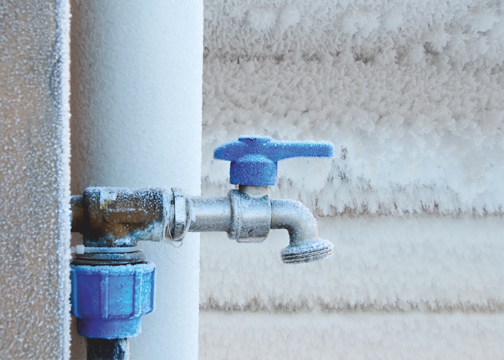 Eingefrorener Wasserhahn