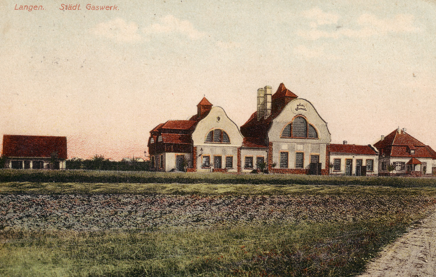 Gaswerk als Postkartenmotiv